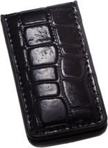 Bey-Berk Genuine Black Leather Croc Money Clip - $29.95