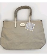 Michael Kors Large Gold Metallic Canvas Tote Bag Shoulder Bag Shopping B... - $453.63 MXN