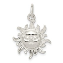 Sterling Silver Sun Charm Pendant Celestial Jewelry 24mm x 17mm - £10.88 GBP