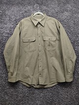 Vintage Cabelas Deerskin Soft Chamois Shirt Men XL Tall Green Heavy Weight - £29.19 GBP