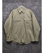 Vintage Cabelas Deerskin Soft Chamois Shirt Men XL Tall Green Heavy Weight - £29.58 GBP