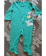 Carter&#39;s ~ Infant Size 6 Months ~ Green Polka Dot w/Mouse ~ One Piece Sl... - £11.71 GBP