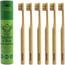 Gaia Guy - Natural Bristle Bamboo Toothbrush - Totally Biodegradable - 6-Pack - £17.45 GBP