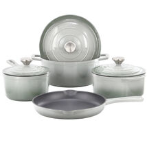 MegaChef 7 Piece Enameled Cast Iron Cookware Set in Gray - $162.36