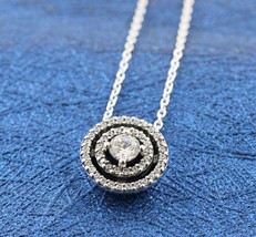 925 Sterling Silver Sparkling Double Halo Collier Necklace 45CM  - £19.70 GBP