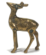 Vintage Brass Deer - Statuette Figurine - 4&quot; Tall - Patina - $284.35 MXN