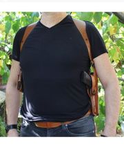 Fits Colt 1911 Defender Compact 9mm 3”BBL Leather Shoulder Holster #1066# RH image 4