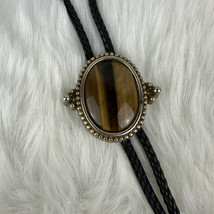 Tiger&#39;s Eye Stone Mens Bolo Tie Cowboy Vintage Alloy Waxed Rope Wedding - $375.55 MXN