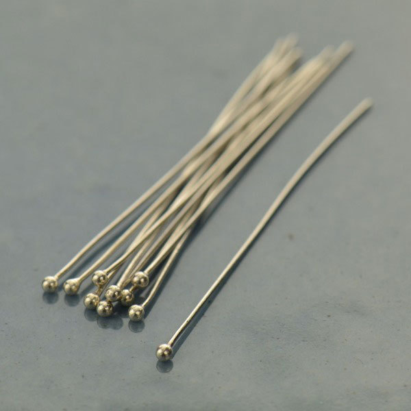 Sterling Silver Head Pin - 24 Gauge 37x2mm - $17.56