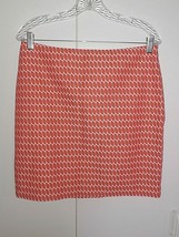 ANN TAYLOR LADIES  ORANGE/WHITE COTTON/POLY STRAIGHT SKIRT-8-NWOT-COOL-L... - $7.69