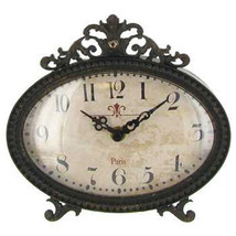 Table Clock Mantle Clock Chic Vintage Style Paris Clock Black Oval Shabby NEW - £28.05 GBP