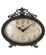 Table Clock Mantle Clock Chic Vintage Style Paris Clock Black Oval Shabb... - $34.99