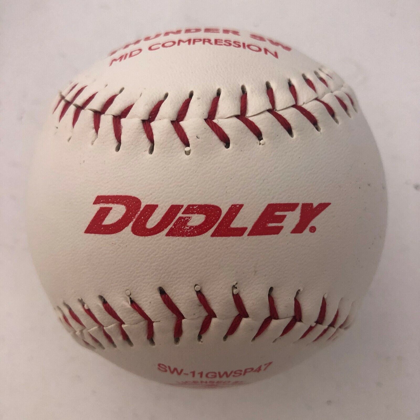 Dudley SY-11GWSP47 Thunder SW Mid Compression White Red Stitch 11" Softball - $0.99
