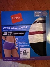 Hanes Cool Dri Tagless Womens 3 Pairs Boy Briefs Wicking Panties Size L 7 - £7.16 GBP
