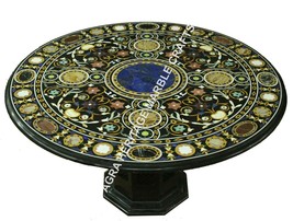 42&quot; With Stand Marble Round Dining Conference Table Top Pietra Dura Inlay H3449A - £4,214.14 GBP