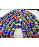 Vintage chevron Trade beads African Glass Chevron Beads Long Strand 24&quot; - £40.84 GBP
