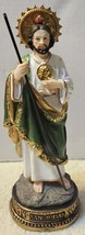 San Judas Tadeo Saint Jude Apostle Robe Staff Religious Figurine - £17.21 GBP
