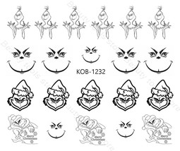 Nail Art Water Transfer Stickers Decal Grinch KoB-1232 - £2.47 GBP