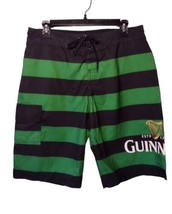 Guinness Harp Irish Beer Striped Board Shorts Sz M Mesh Lining Beach Embroidered - £11.13 GBP
