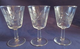 Vintage Star of David Pinwheel Cordial Liqueur 4 1/4&quot;  Cut Glass Set of 3 France - £19.98 GBP