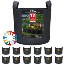 JERIA 12-Pack 3 Gallon, Vegetable/Flower/Plant Grow Bags, Aeration Fabric Pots - £24.99 GBP