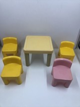 Little Tikes Vtg Dollhouse Kitchen Furniture Table with 4 Chairs Lot - $14.80