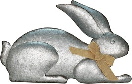 Metal Easter Rabbit Decor, Indoor Outdoor Standing Easter Bunny Decor Galvanized - £22.64 GBP