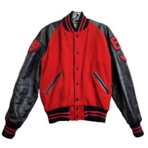 VTG 1987 High School Letterman Jacket Red &amp; Black Wild Cats SZ M / 36 - $49.45