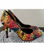 Brash Brand ~ Women&#39;s Size 7 ~ 3.75&quot; Hi Heel Shoes~ Multicolored Floral ... - $56.13 CAD