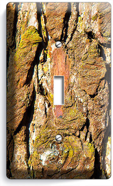 RUSTIC TREE BARK CRACKED WOOD CHIPS SINGLE LIGHT SWITCH WALL PLATE BEDROOM DECOR