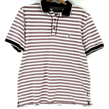 Vintage Nautica Short Sleeve Polo Shirt Men XL Striped Red White Blue Go... - £20.11 GBP