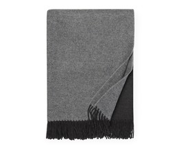 Sferra Jeno Black Grey Ombre Throw Blanket Fringed Angora Merino 51&quot;x74&quot; NEW - £145.16 GBP