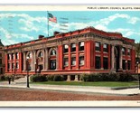 Publc Biblioteca Costruzione Council Bluffs Iowa Ia Lino Cartolina N24 - £2.68 GBP