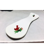 Royal Norfolk Christmas decorated white spoon rest Red Cardinal Holly Berry - £4.66 GBP