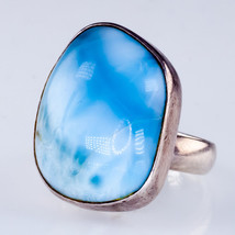 Gorgeous Sterling Silver Larimar Cabochon Ring by Milo Size 6 - £62.95 GBP