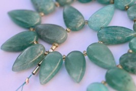 Natural, 19 piece smooth amazonite gemstone teardrop briolette beads, 10x18 mm a - £49.89 GBP