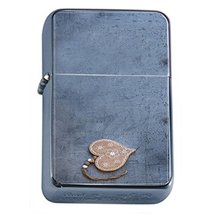 Blue Brown Heart Flip Top Oil Lighter Em1 Smoking Cigarette Silver Case Included - £7.15 GBP