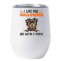 Puppy Yorkie Halloween Wine Glass Tumbler 12oz With Lid Gift for Dog Lover - I L - £18.16 GBP