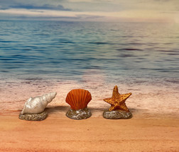 3 Miniature Fairy Garden Beach Seashells Figurines Resin New - £3.40 GBP