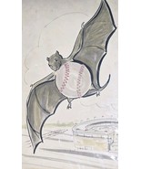 Vintage R. Horwitz Baseball Bat Sports Stadium Cartoon Watercolor Art Pa... - €2.464,11 EUR