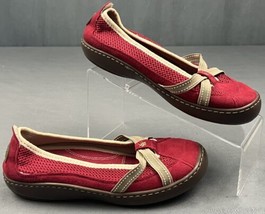 Terrasoles Echo Red/Beige Slip On Loafers Shoes Size 8 Cross Band Comfort Insole - £9.55 GBP