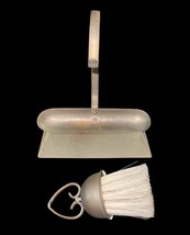 Vintage Mid Century Modern Dustpan & Brush Set Metal Hanging Hearth Broom Set image 4