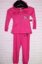 Hello Kitty Girls Size 4 Hoodie Pants Pink 2pc Outfit Set Rhinestone Lon... - £16.61 GBP