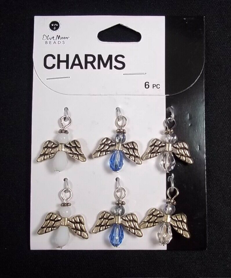 Cousin DIY silver tone CHARMS Beaded Angels 6 pcs NEW - $4.50