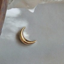 9ct Solid Gold Hanging Crescent Charm Pendant-9K Au375, shiny, dainty - £53.60 GBP