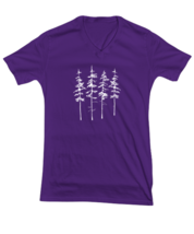 Adventure TShirt Pine Tree, Camping, Hiking Purple-V-Tee  - £17.54 GBP