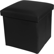 NISUNS OT01 Leather Folding Storage Ottoman Cube Footrest Seat, 12 X 12 X 12 - £29.87 GBP