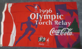 Coca-Cola 1996 Olympic Torch Relay Flag 3 X 5 Feet Unused - $24.26