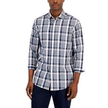 Club Room Men&#39;s Thomas Plaid Tech Woven Button-Up Shirt Navy Multi-XL - $18.99
