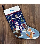 Land’s End Wool Needlepoint Christmas Stocking Forest Animals &quot;Kate&quot; Fox... - $509.66 MXN